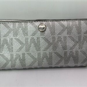 Vintage Michael Kors Metallic Silver Monogram Wallet Bifold Wallet